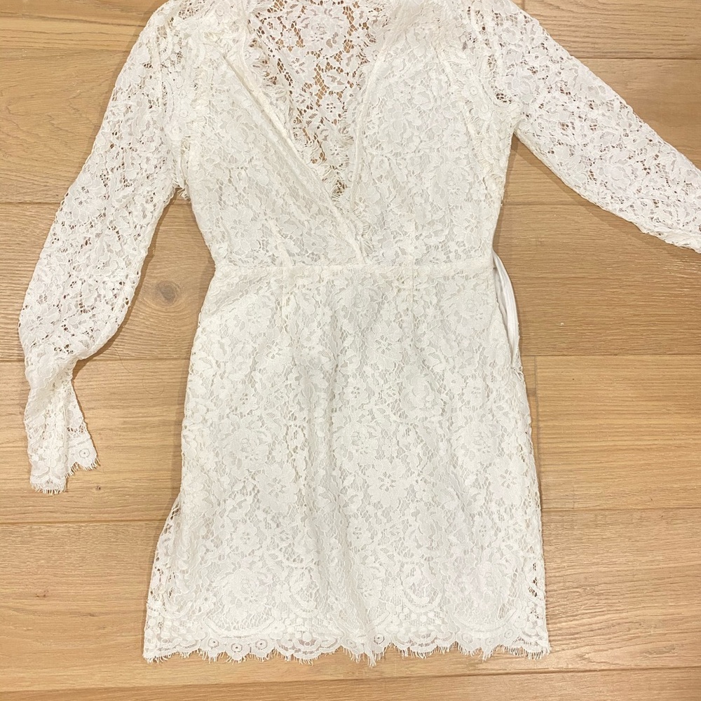 Iro White Lace Dress Mid Lenght With Sode Zipper Size 36